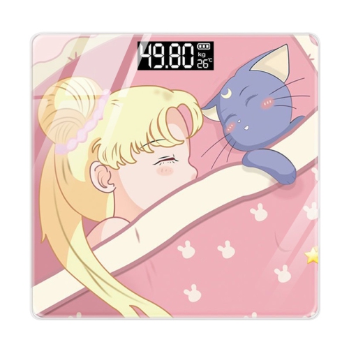 Blue backlight scale – cute design, tempered glass, touch-activated automatically, accurate measurement, long battery life