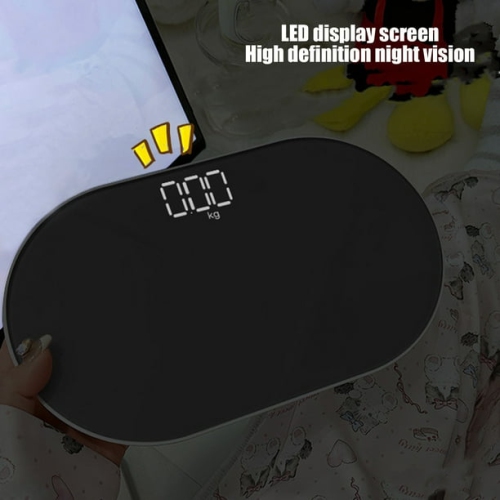 Home scale Electronic scale - 4 high-precision sensors, LCD backlit display, foldable stand Oval mirror scale