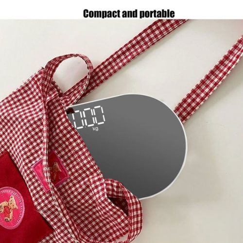 Fashion mirror scale Electronic scale - 25 cm ultra-thin design, LCD backlit display, travel essential Oval mirror scale