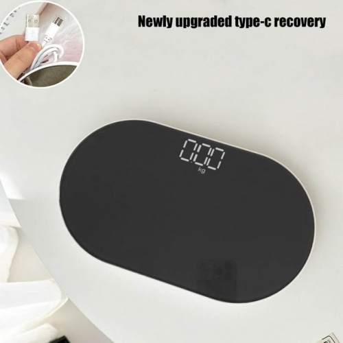 Fashion mirror scale Electronic scale - 25 cm ultra-thin design, LCD backlit display, travel essential Oval mirror scale