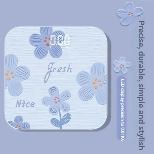 Blue backlit electronic scale – cute design, tempered glass material, auto-on touch function, accurate measurement, long battery life