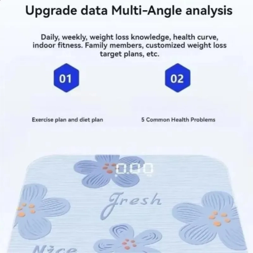 Blue backlit electronic scale – cute design, tempered glass material, auto-on touch function, accurate measurement, long battery life