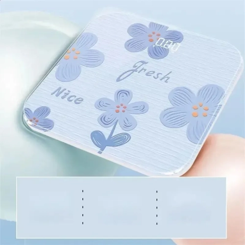 Blue backlit electronic scale – cute design, tempered glass material, auto-on touch function, accurate measurement, long battery life