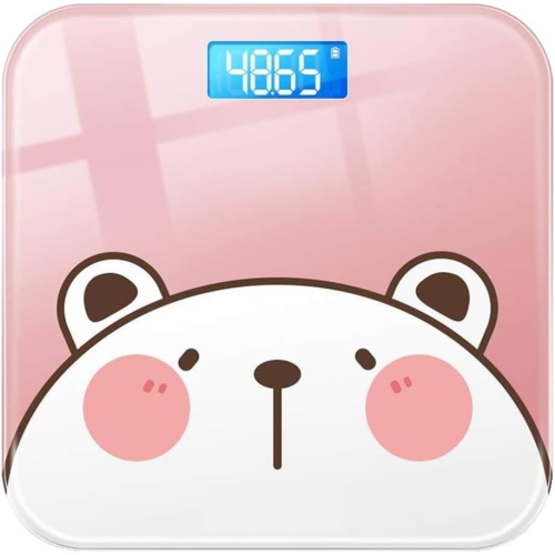 Blue backlight scale – cute design, tempered glass, touch-activated automatically, accurate measurement, long battery life