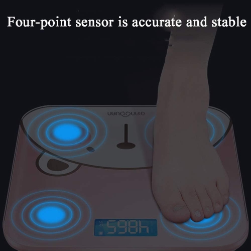 Blue backlight scale – cute design, tempered glass, touch-activated automatically, accurate measurement, long battery life