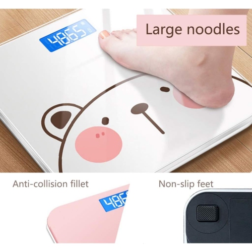 Blue backlight scale – cute design, tempered glass, touch-activated automatically, accurate measurement, long battery life