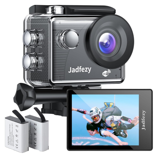WiFi Action Camera Ultra HD 1080P, 12MP Sports Camera Wide-Angle 2" LCD Screen, 30m/98ft Underwater Waterproof Camera with 2 Batteries and