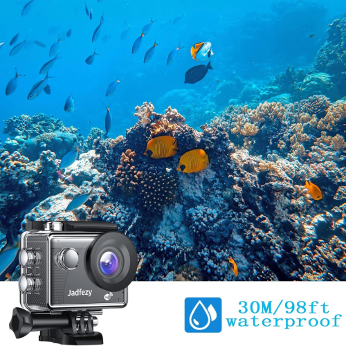 WiFi Action Camera Ultra HD 1080P, 12MP Sports Camera Wide-Angle 2" LCD Screen, 30m/98ft Underwater Waterproof Camera with 2 Batteries and