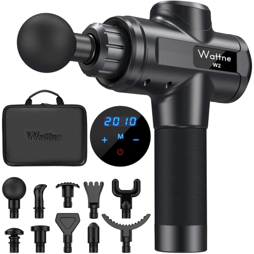 Image 1 of 5.. Wattne W2 Deep Tissue Massage Gun - Cordless Handheld Percussion Massager for Athletes, 20 Speeds, 10 Heads, Ultra-Quiet Brushless Motor, Portable,