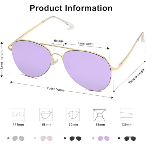 Classic Aviator Sunglasses for Women Men Metal Frame Spring Hinges SJ1030,