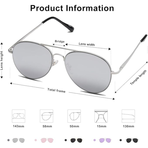 Classic Aviator Sunglasses for Women Men Metal Frame Spring Hinges SJ1030,