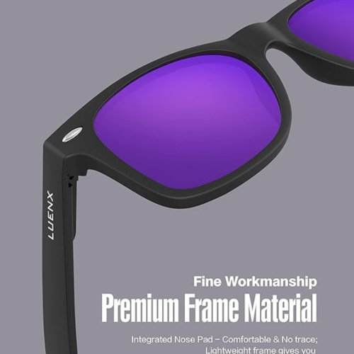 LUENX Polarized Sunglasses for Men Women Square Frame - UV 400 Protection 54MM