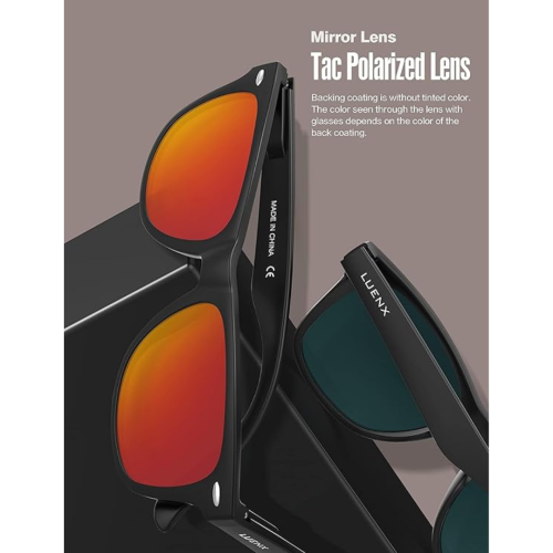 LUENX Polarized Sunglasses for Men Women Square Frame - UV 400 Protection 54MM