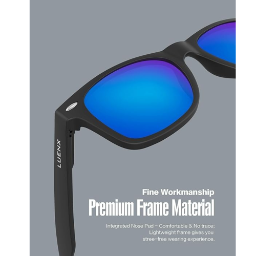 LUENX Polarized Sunglasses for Men Women Square Frame - UV 400 Protection 54MM