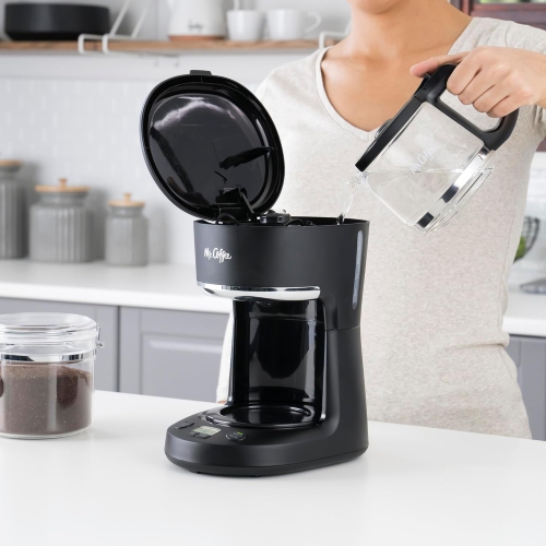 Mr. Coffee 5-Cup Programmable Coffee Maker, 25 oz. Mini Brew, Space-Saving Coffee Machine, Black