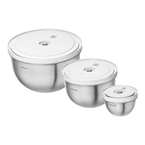 ZWILLING Fresh & Save BOWLS Vacuum Bowl Set S/M/L / 6 Piece Stainless Steel, Silver-White
