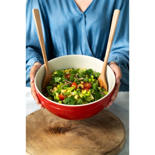 STAUB Ceramique 2 Piece Ceramic Large Mixing Bowl Set, Cherry