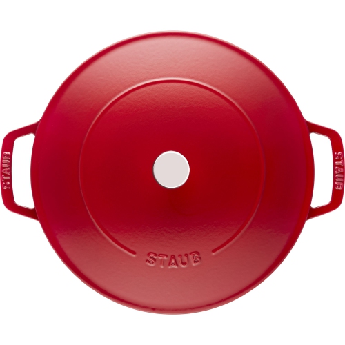 STAUB Braisers 3.7 L Cast Iron Round Saute Pan Chistera, Cherry