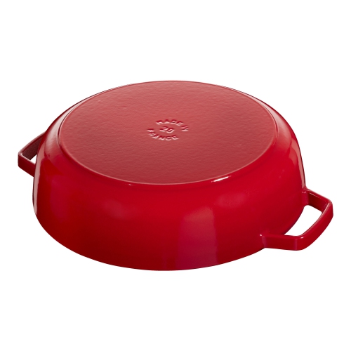 STAUB Braisers 3.7 L Cast Iron Round Saute Pan Chistera, Cherry