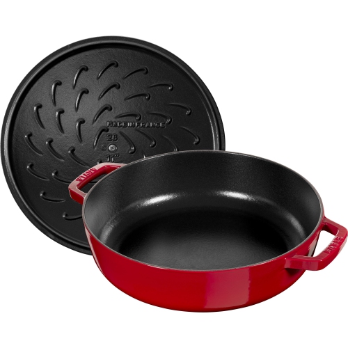 STAUB Braisers 3.7 L Cast Iron Round Saute Pan Chistera, Cherry