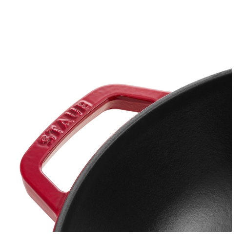 STAUB Specialities 30 cm / 12 inch Cast Iron Wok With Glass Lid, Cherry