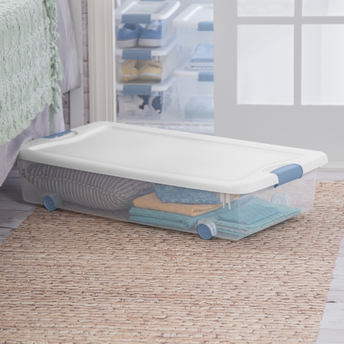 Sterilite 56 Quart Latching Stackable Wheeled Storage Container w/ Lid,