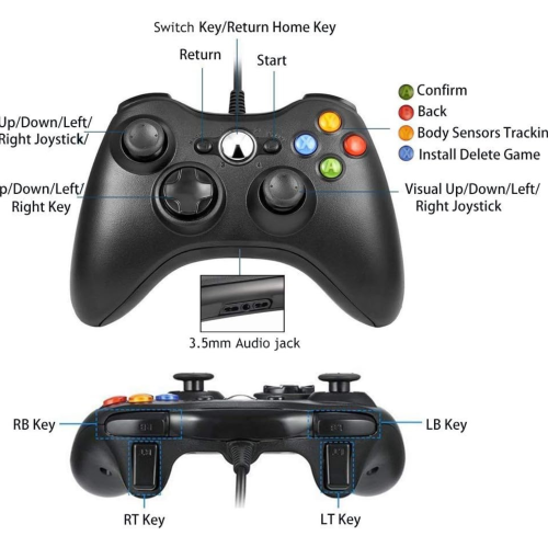 Reiso Xbox 360 Controller, 2 Packs 7.2 ft USB Wired Controllers Gamepad Compatible with Microsoft Xbox 360 & Slim 360 PC Windows 7
