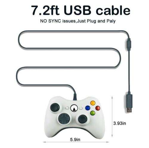 Reiso Xbox 360 Controller, 2 Packs 7.2 ft USB Wired Controllers Gamepad Compatible with Microsoft Xbox 360 & Slim 360 PC Windows 7