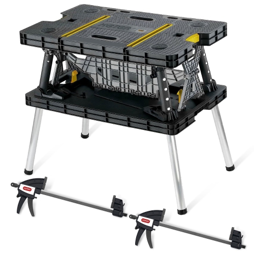 KETER  Portable Folding Table Tool Storage Stand Workbench Sawhorse W/ 12" Clamps Love it