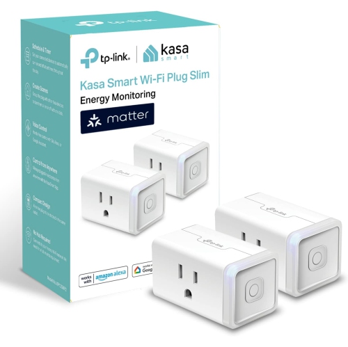 Kasa Matter Smart Plug with Energy Monitoring, 15A/1800W Max, Works with Apple Home, Alexa & Google Home, 2.4G Wi-Fi Only, White