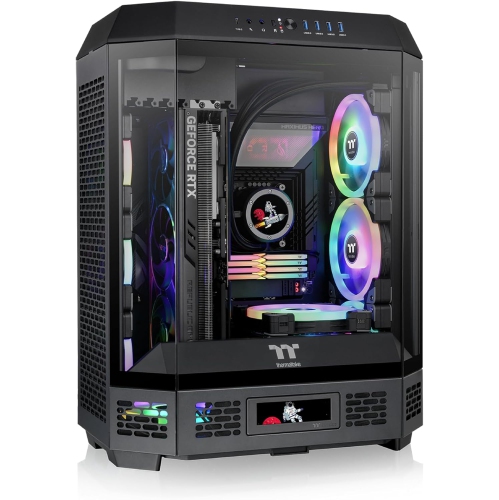 Thermaltake Tower 600 - Black Mid-Tower ATX Case with 3 Tempered Glass Panels, Hidden-Connector Motherboard Support, Rotational PCIe Slots,