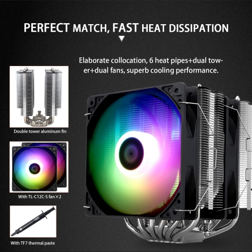 Thermalright Peerless Assassin 120 SE ARGB CPU Air Cooler - Dual 120mm PWM Fans, 6 Heat Pipes, Aluminium Heatsink, for AMD AM4/AM5, Intel