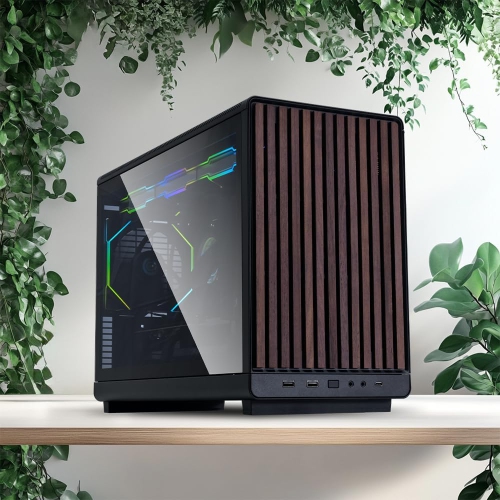 Lian Li A3-mATX-WD-26.3L Micro Form Factor Chassis - Black, Wood Front Panel, Supports 360mm AIO, M-ATX/ITX, Modular Design