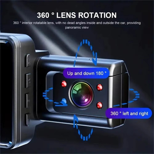 1296P+480P+480P 3 Channel Dash Cam Wide Angle for Cars Front, Inside and Rear and 32GB SD Card Included with Loop Recording and G-Sensor