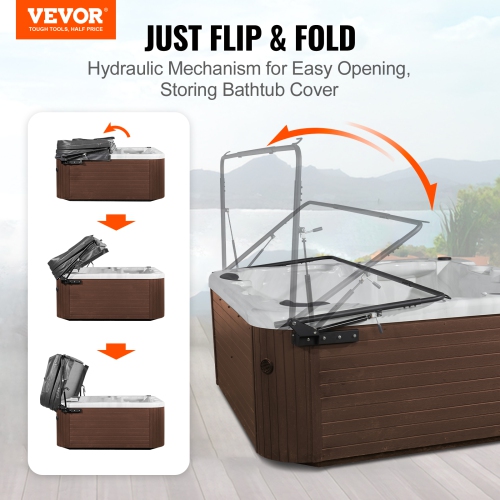 VEVOR 69" - 96.5" Hot Tub Cover Lift, Spa Cover Lift, Hydraulic, Installed on Both Sides at the Top, Suitable for Various Sizes of Rectangular