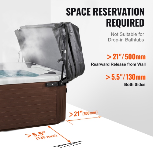 VEVOR 69" - 96.5" Hot Tub Cover Lift, Spa Cover Lift, Hydraulic, Installed on Both Sides at the Top, Suitable for Various Sizes of Rectangular