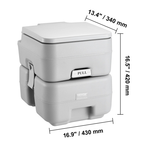 VEVOR 5.3 Gal Portable Toilet for Camping, Porta Potty with Carry Bag, 3.2 Gal Flush Tank, Push-Button Pressurized Flush Commode, Leak-proof and