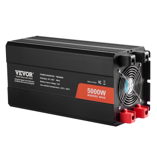 Onduleur à ondes sinusoïdales modifié VEVOR 5000&nbsp;W, convertisseur de courant continu 12&nbsp;V à 120&nbsp;V c.a. avec 6 prises c.a., 2 port USB