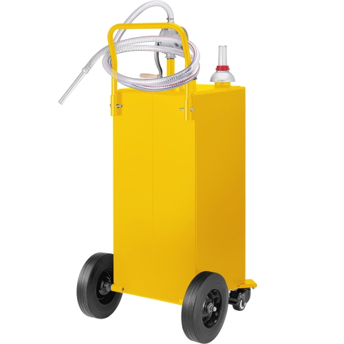 VEVOR 35 Gallon Fuel Caddy, Gas Storage Tank on 4 Wheels, with Manuel Transfer Pump, Gasoline Diesel Fuel Container for Cars, Lawn Mowers, ATVs,