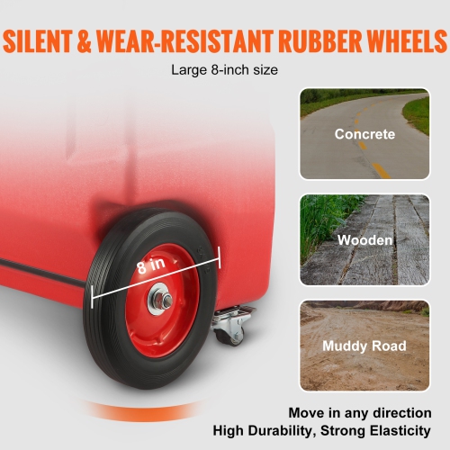 VEVOR 32 Gallon Fuel Caddy, Portable Fuel Storage Tank On-Wheels, with 12V DC Transfer Pump, Gasoline Diesel Fuel Container with 8.2 ft Hose, Flow