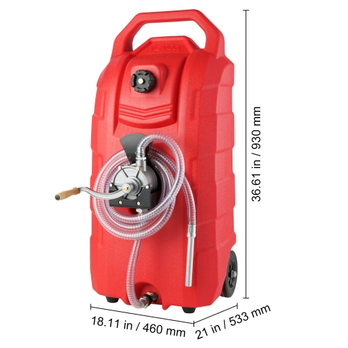 VEVOR 16 Gallon Fuel Caddy, 7.8 L/min, Portable Gas Storage Tank Container with Hand Pump Rubber Wheels, Fuel Transfer Storage Tank for Gasoline