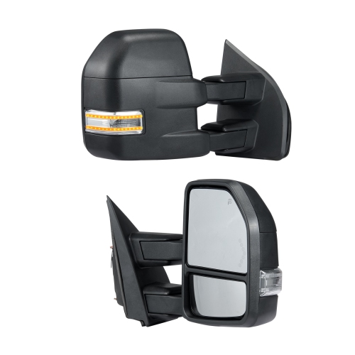 VEVOR 2015-2018 Ford F150 Towing Mirrors, Left & Right Pair Set, Power Heated with Signal Light & Puddle Light, Plane & Convex Glass, Manual