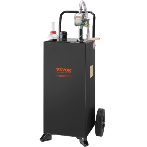 VEVOR 30 Gallon Gas Caddy, Fuel Storage Tank with Wheels, Portable Fuel Caddy with Manuel Transfer Pump, Gasoline Diesel Fuel Container for Cars,