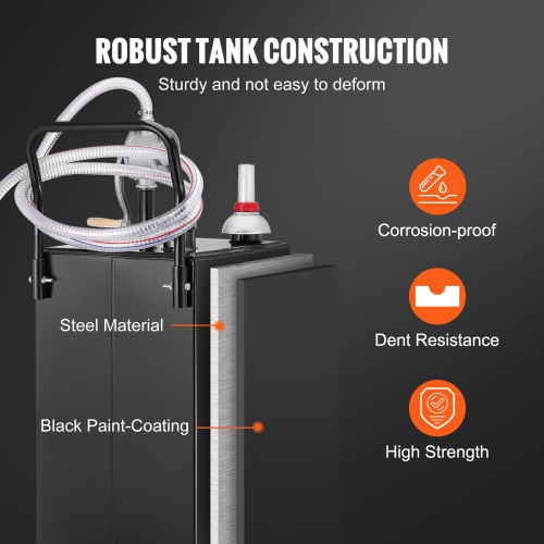 VEVOR 30 Gallon Gas Caddy, Fuel Storage Tank with Wheels, Portable Fuel Caddy with Manuel Transfer Pump, Gasoline Diesel Fuel Container for Cars,