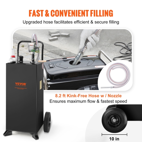 VEVOR 30 Gallon Gas Caddy, Fuel Storage Tank with Wheels, Portable Fuel Caddy with Manuel Transfer Pump, Gasoline Diesel Fuel Container for Cars,