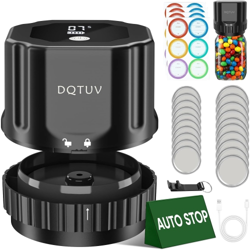 Image 1 of 5.. DQTUV Electric Mason Jar Vacuum Sealer Kit - Black