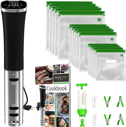 Image 1 of 5.. SOUSVIDE ART 30 Vacuum Bags, Pump, and Cookbook for Home Cooking