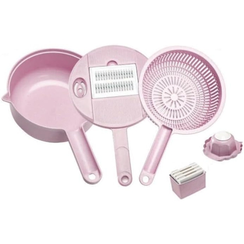 Image 1 of 5.. IMIKEYA Food Slicer Cheese Grater Draining Food Cutter Colander Bowl Multifunction Veggie Chopper Pink - Pink