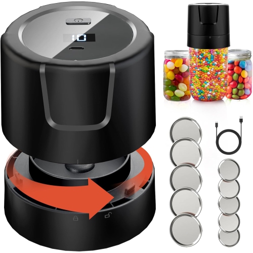 Image 1 of 5.. racazl Electric Mason Jar Sealer Vacuum Sealing Kit -Black