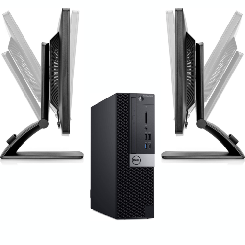 (Refurbished Excellent) Dell OptiPlex 5070 SFF Desktop Bundle | Intel Core i5, 16GB RAM, 512GB SSD, Windows 11 Pro + Dual HP 23” Monitors, Keyboard,
